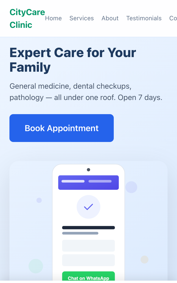 City Care Clinic website