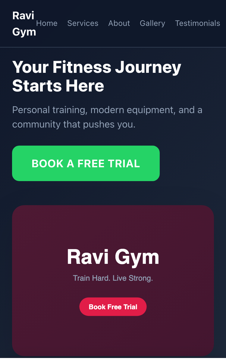 Ravi Gym website